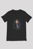 Peaky Blinders Baskılı Unisex Siyah V Yaka Tişört - Tshirt