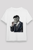 Peaky Blinders Unisex Baskılı Beyaz Tişört - Tshirt