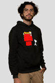 Peanuts Siyah Unisex Kapüşonlu Sweatshirt