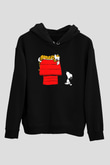 Peanuts Siyah Unisex Kapüşonlu Sweatshirt