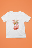 Pembe Boks Eldiveni Baskılı Unisex Beyaz  Çocuk Tişört