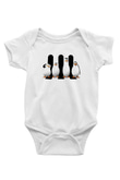 Penguen Baskılı Beyaz Unisex Bebek Body - Zıbın