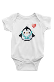 Penguen Baskılı Beyaz Unisex Bebek Body - Zıbın