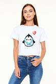 Penguen Beyaz Croptop Tişört