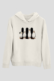 Penguen Beyaz Unisex Kapşonlu Sweatshirt