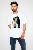 Penguen Beyaz Unisex Oversize Tişört T-Shirt