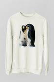 Penguen Beyaz Unisex Sweatshirt