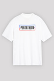 Pentathlon Baskılı Unisex Beyaz Oversize Tişört - Tshirt