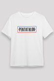 Pentathlon Baskılı Unisex Beyaz Tişört - Tshirt
