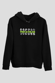 Pentathlon Baskılı Unisex Siyah Kapüşonlu Sweatshirt