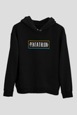 Pentathlon Baskılı Unisex Siyah Kapüşonlu Sweatshirt