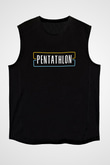 Pentathlon Baskılı Unisex Siyah Kolsuz Tişört