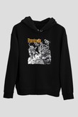 Pestilence Baskılı Unisex Siyah Kapüşonlu Sweatshirt