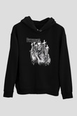 Pestilence Baskılı Unisex Siyah Kapüşonlu Sweatshirt
