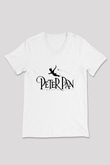 Peter Pan Beyaz Unisex V Yaka Tişört T-Shirt