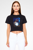 Peter Pan Siyah  Crop Top Tişört
