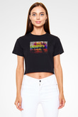 Peyzaj Siyah  Crop Top Tişört