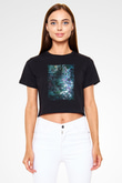 Peyzaj Siyah  Crop Top Tişört