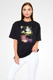 Peyzaj Siyah Unisex Oversize Tişört T-Shirt