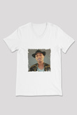 Pharrell Williams Baskılı Beyaz V Yaka Unisex Tişört