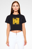 Pharrell Williams Baskılı Crop Top Siyah Kadın Tişört