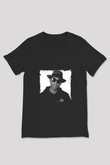 Pharrell Williams Baskılı Unisex Siyah V Yaka Tişört