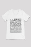 Pi Sayısı Baskılı Unisex Beyaz Tişört Baskılı Unisex Siyah V Yaka Tişört