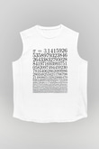 Pi Sayısı Baskılı Unisex Beyaz Tişört Baskılı Unisex Siyah Kolsuz Tişört