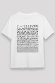 Pi Sayısı Baskılı Unisex Beyaz Tişört Baskılı Unisex Siyah Tişört