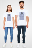 Pi Sayısı Matematik Sabiti Baskılı Unisex Beyaz Tişört