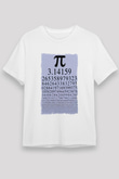 Pi Sayısı Matematik Sabiti Baskılı Unisex Beyaz Tişört