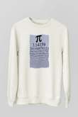 Pi Sayısı Matematik Sabiti Baskılı Unisex Beyaz Sweatshirt