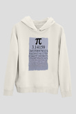 Pi Sayısı Matematik Sabiti Baskılı Unisex Beyaz Hoodie