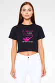 Pilates Baskılı Crop Top Siyah Kadın Tişört - Tshirt