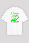 Pilates Baskılı Unisex Beyaz Oversize Tişört - Tshirt