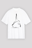 Pilates Baskılı Unisex Beyaz Oversize Tişört - Tshirt