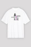 Pilates Baskılı Unisex Beyaz Oversize Tişört - Tshirt