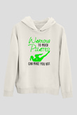 Pilates Baskılı Unisex Ekru Hoodie