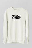 Pilates Baskılı Unisex Ekru Sweatshirt
