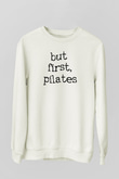 Pilates Baskılı Unisex Ekru Sweatshirt