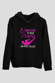 Pilates Baskılı Unisex Siyah Kapüşonlu Sweatshirt