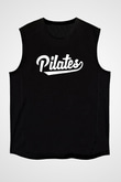 Pilates Baskılı Unisex Siyah Kolsuz Tişört