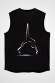 Pilates Baskılı Unisex Siyah Kolsuz Tişört