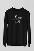 Pilates Baskılı Unisex Siyah Sweatshirt