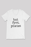 Pilates Baskılı Unisex V Yaka Tişört - Tshirt
