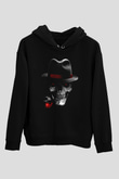Pipo İçen Şapkalı KurukafaSiyah  Unisex Hoodie