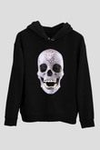 Pırlanta Taşlı KurukafaSiyah Unisex Hoodie
