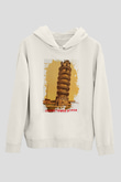 Pisa Kulesi Beyaz Unisex Hoodie