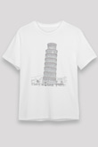 Pisa Kulesi Beyaz Unisex Tişört T-Shirt - TişörtFabrikası