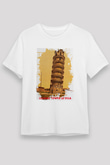 Pisa Kulesi Beyaz Unisex Tişört T-Shirt - TişörtFabrikası